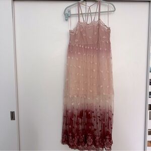Free People Pink Lace Ombre Maxi Dress